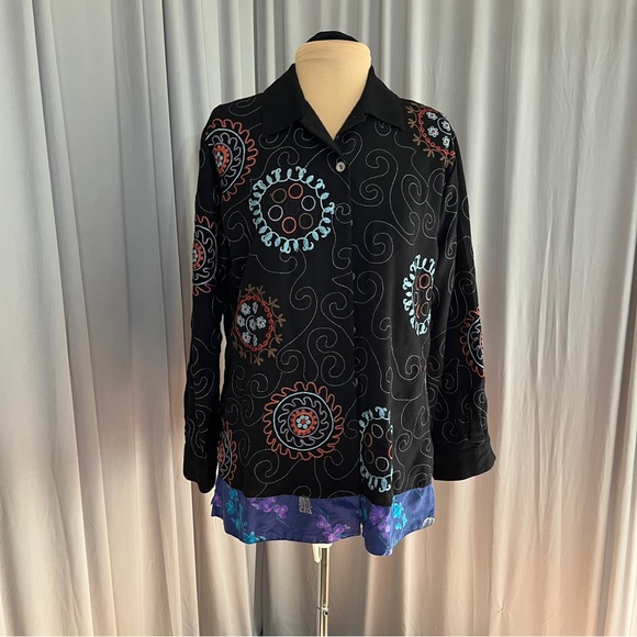 Coldwater Creek Tops - Coldwater Creek Embroidered Long Sleeve Shirt/Jacket